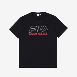Fila Linea Italia Logo Férfi Rövid Ujjú Póló Fekete | HU-68554